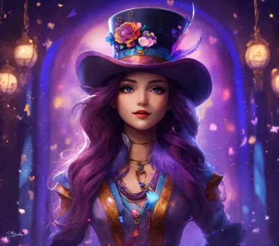 Purple, Light, Hat, Fashion, Cartoon, Violet