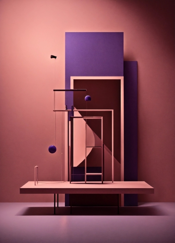 Purple, Rectangle, Shelving, Shelf, Table, Art