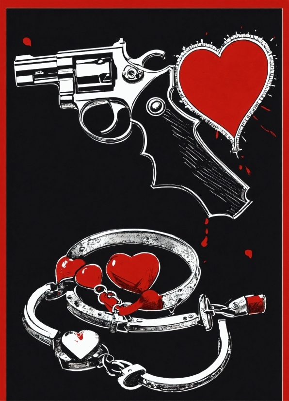 Revolver, Trigger, Font, Air Gun, Red, Art