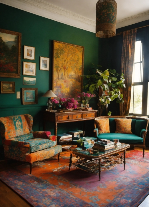 Running Stock Video, Table, Furniture, Couch, Picture Frame, Green