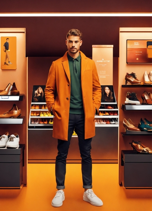 Shoe, Fashion, Sleeve, Orange, Sneakers, Eyewear