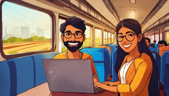 Smile, Glasses, Cartoon, Laptop, Computer, Personal Computer
