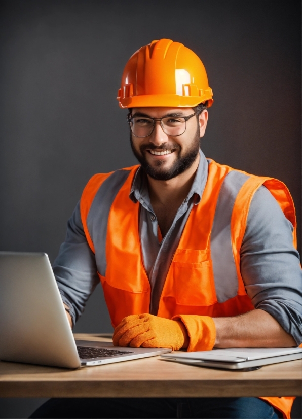 Smile, Outerwear, Computer, Workwear, Hard Hat, Personal Computer