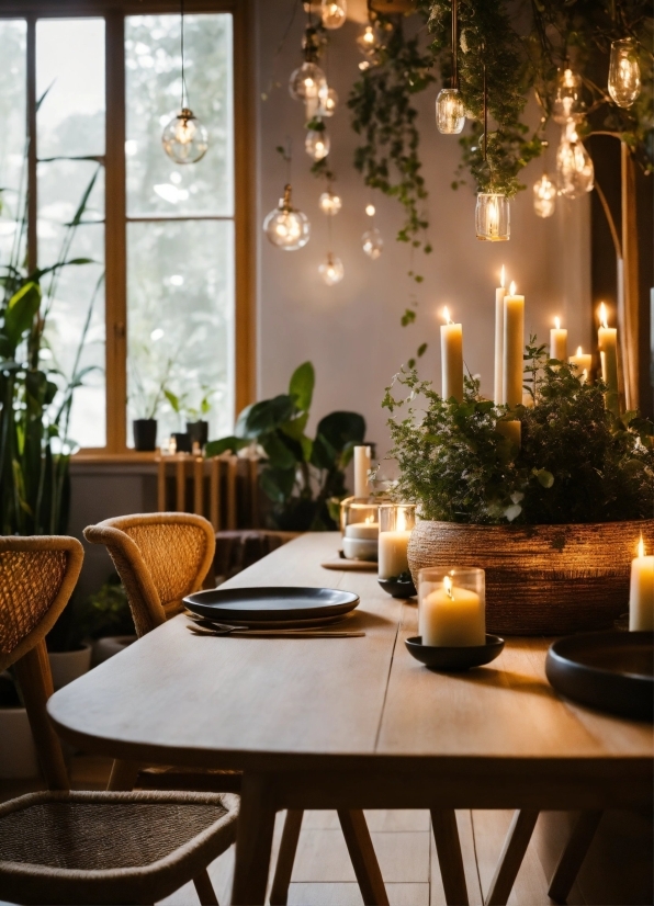 Table, Candle, Plant, Furniture, Property, Light