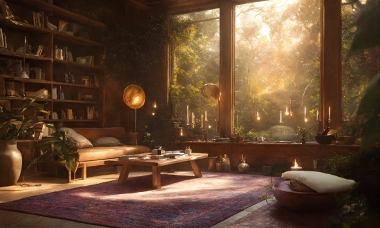 Table, Furniture, Building, Plant, Couch, Window
