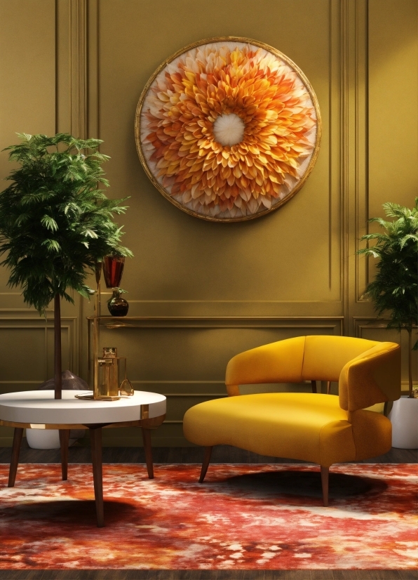 Table, Furniture, Plant, Orange, Lighting, Yellow
