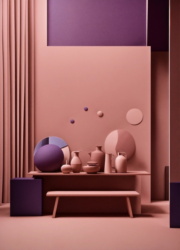 Table, Orange, Interior Design, Purple, Wood, Pink