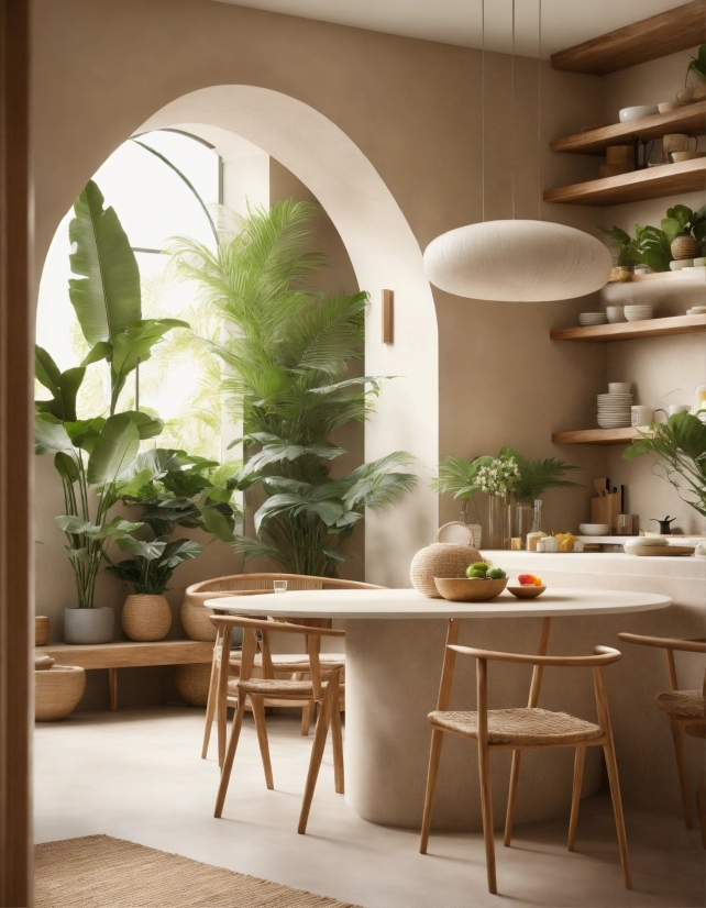 Table, Plant, Furniture, Property, Houseplant, Building