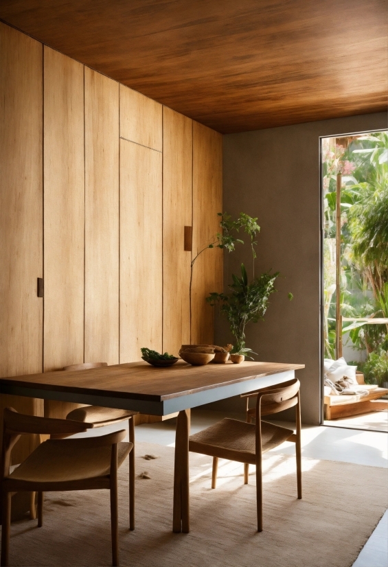Table, Plant, Furniture, Property, Wood, Architecture