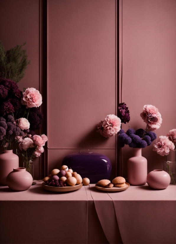 Tableware, Flower, Table, Purple, Window, Plant