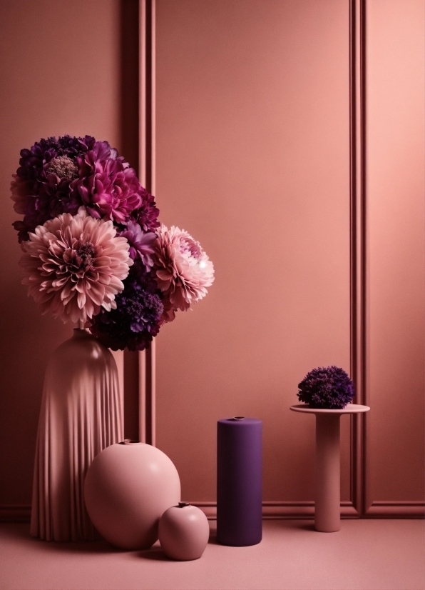 Vase, Light, Purple, Flower, Textile, Interior Design