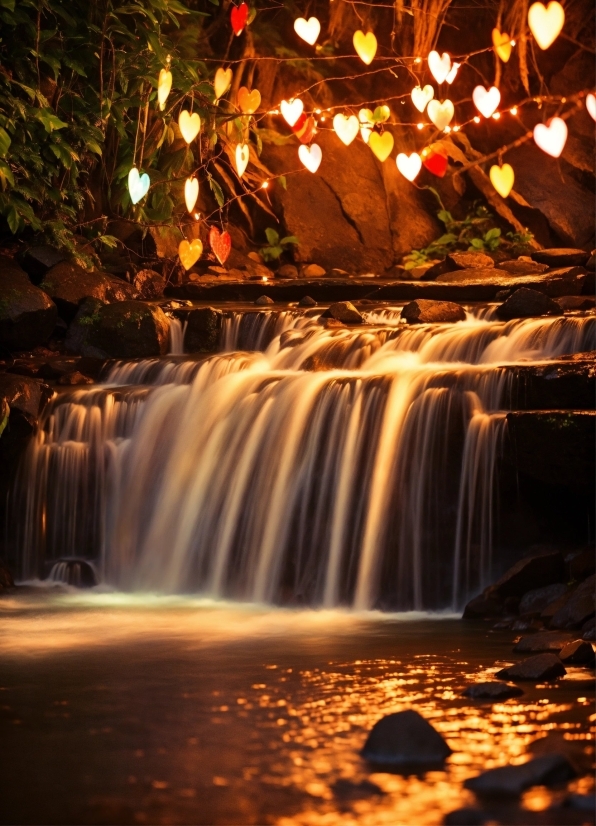 Water, Light, Plant, Natural Landscape, Branch, Waterfall