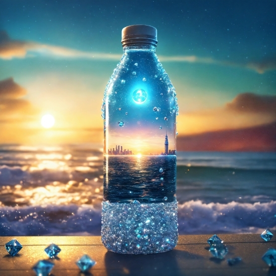 Water, Sky, Bottle, Cloud, Liquid, Drinking Water