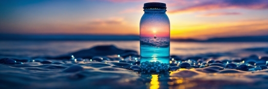 Water, Sky, Liquid, Daytime, Bottle, Blue