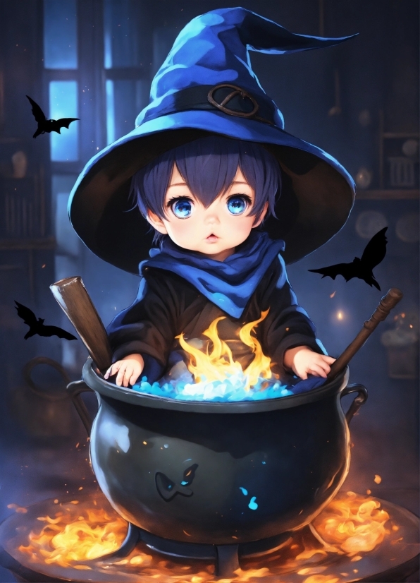 Witch Hat, Blue, Gas, Hat, Cookware And Bakeware, Cooking