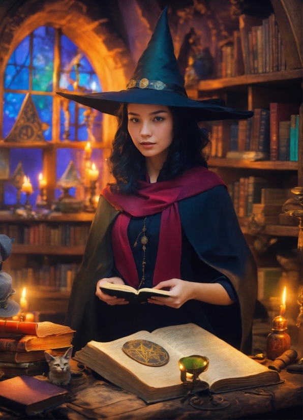 Witch Hat, Candle, Purple, Tableware, Hat, Fun