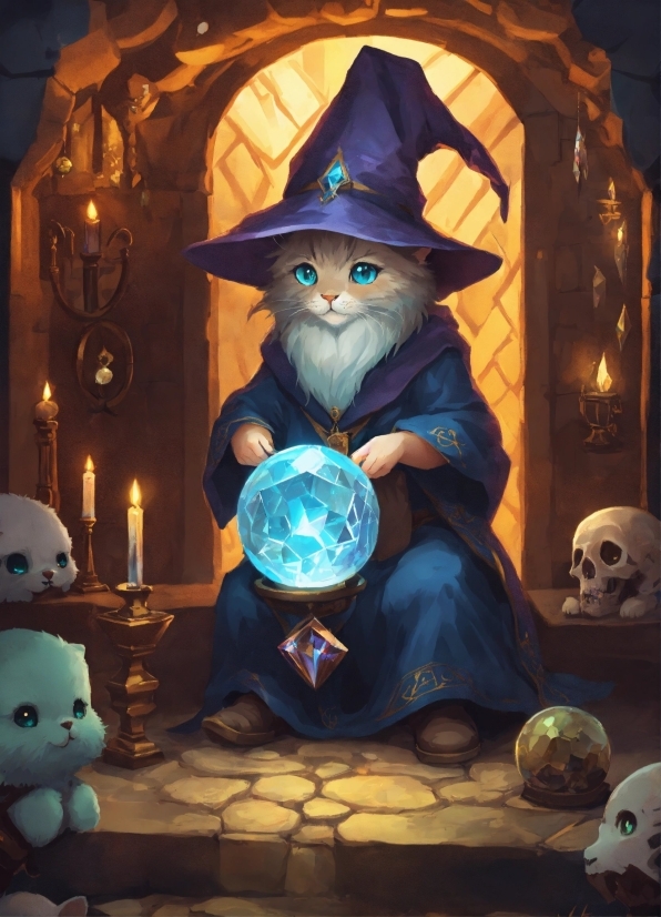 Witch Hat, Light, Blue, Lighting, World, Art