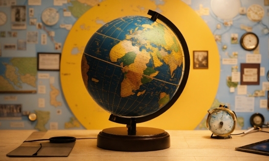 World, Globe, Watch, Map, Wall, Clock