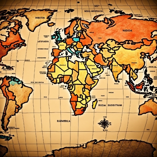 World, Map, Nature, Orange, Rectangle, Line