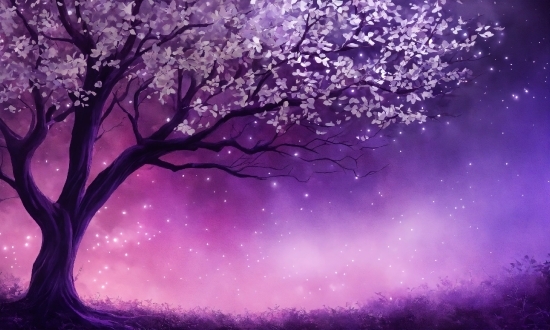 Atmosphere, Light, Purple, Sky, Natural Landscape, Branch