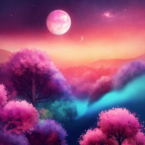 Atmosphere, Moon, Sky, Light, Nature, Purple
