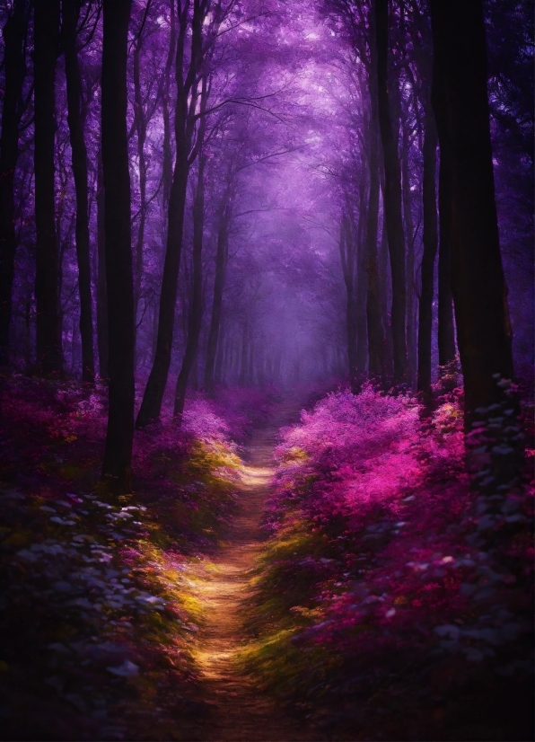 Atmosphere, Purple, Plant, Natural Landscape, Tree, Wood