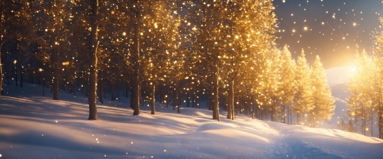 Atmosphere, Snow, Natural Landscape, Branch, Tree, Sunlight
