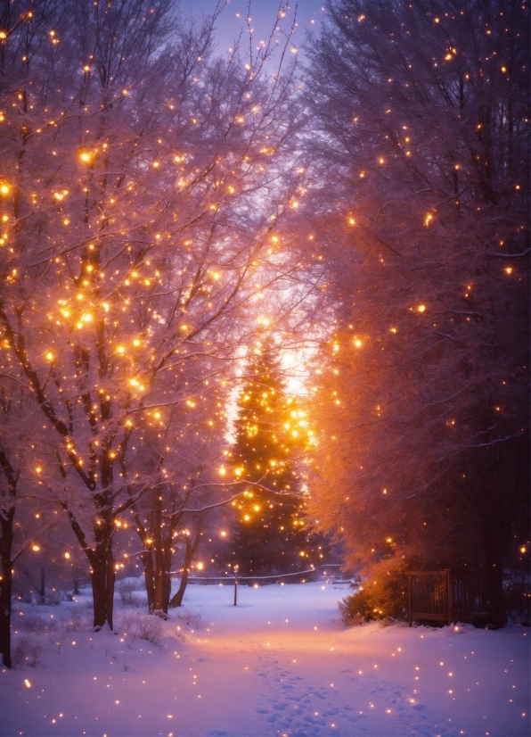 Atmosphere, Snow, Nature, Branch, Sky, Fireworks