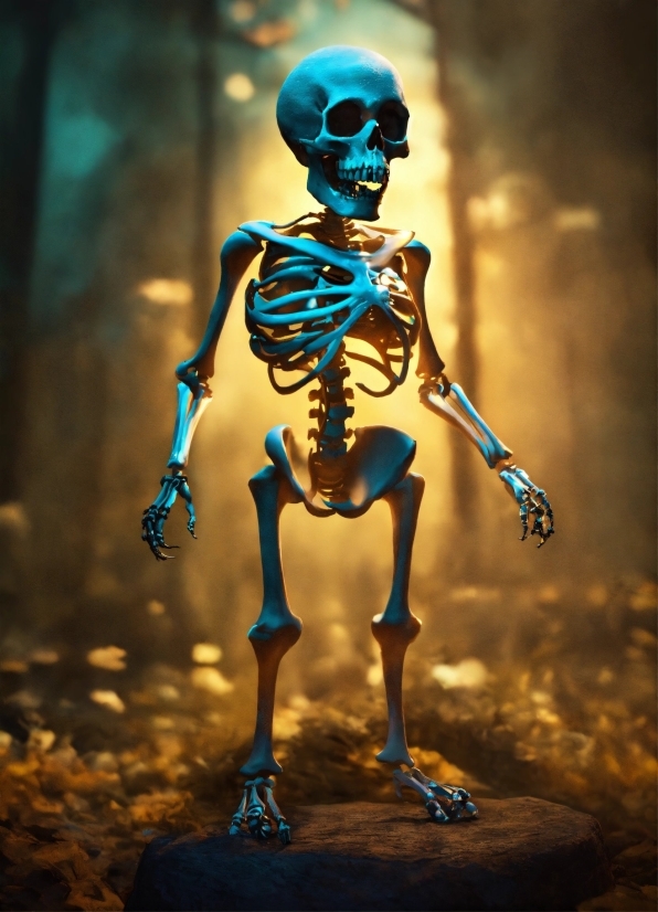 Blue, Lighting, Rib, Bone, Skeleton, Art