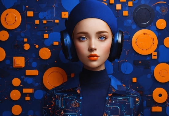 Blue, Orange, Black Hair, Font, Fun, Technology