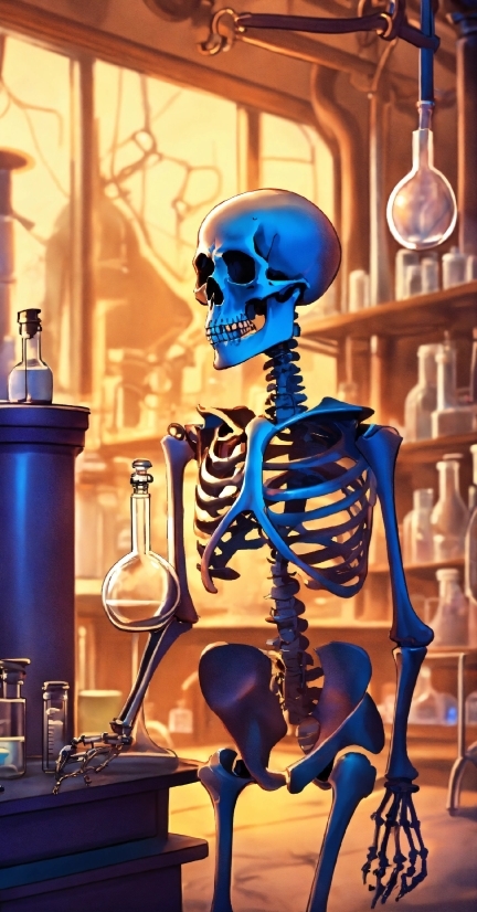 Blue, Rib, Bone, Art, Human Anatomy, Skull