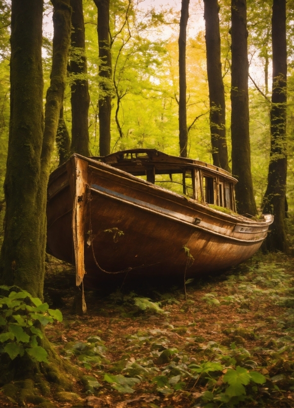Boat, Plant, Watercraft, Tree, Wood, Natural Landscape