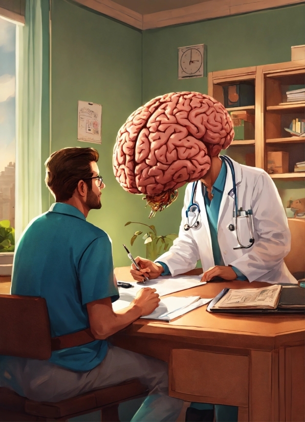 Brain, Table, Organ, Shelf, Brain, Bookcase