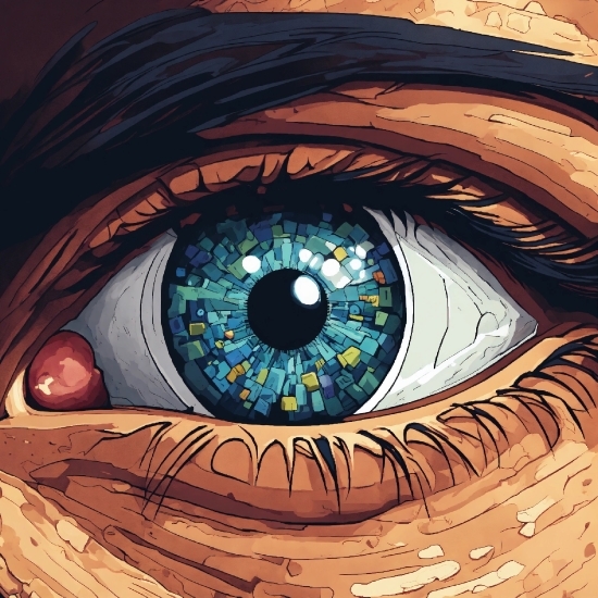 Brown, Eye, Eyelash, Organ, Iris, Art