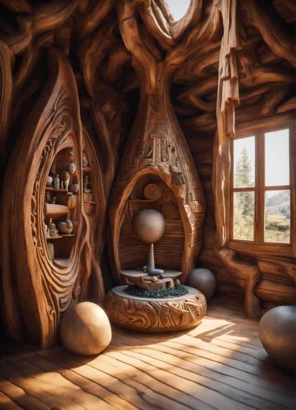 Brown, Window, Building, Wood, Interior Design, Tree