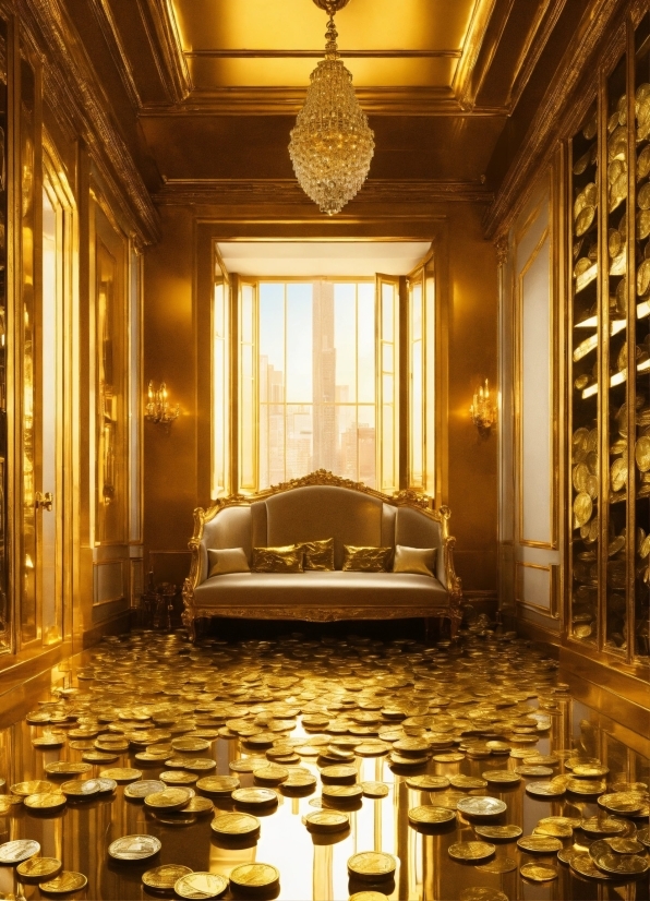 Building, Light, Gold, Couch, Lighting, Interior Design