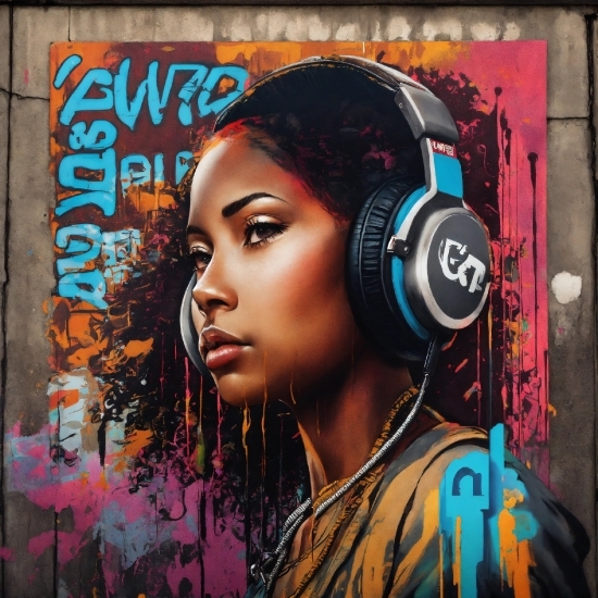Chin, Eyelash, Graffiti, Audio Equipment, Cool, Art