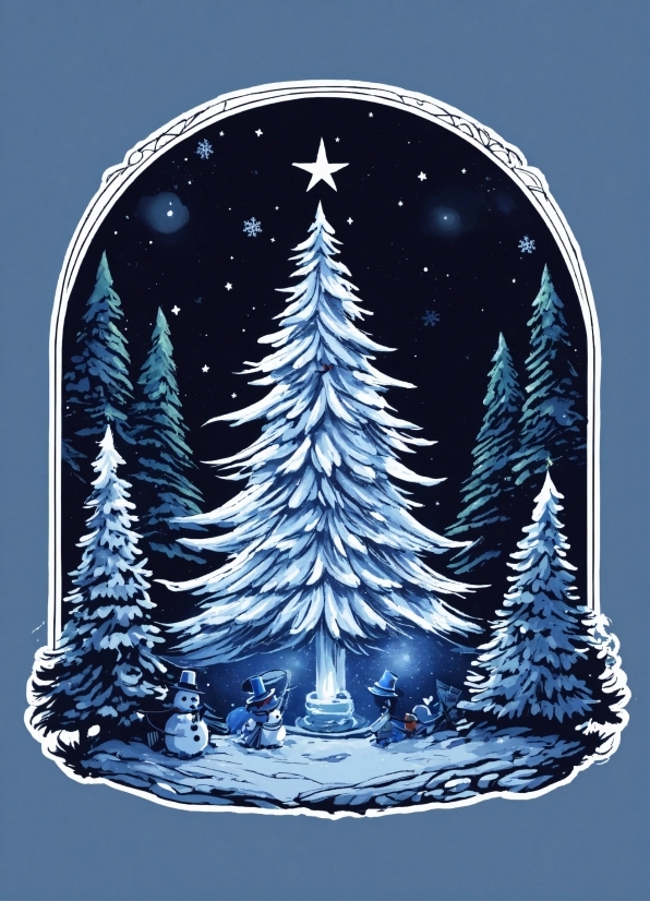 Christmas Tree, Plant, Christmas Ornament, Blue, Holiday Ornament, Rectangle