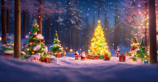 Christmas Tree, Plant, Christmas Ornament, World, Light, Snow