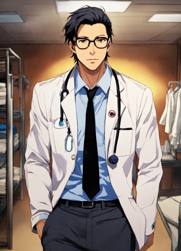 Clothing, Glasses, Hairstyle, Vision Care, White, Dress Shirt