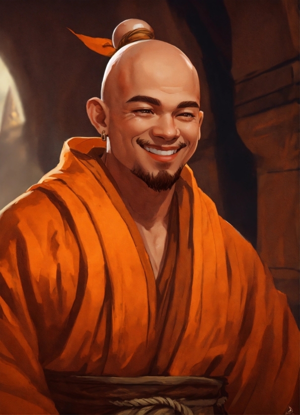 Crello App, Forehead, Smile, Orange, Art, Monk