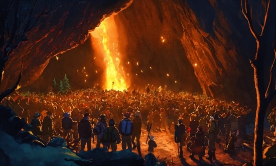 Fire, Heat, Flame, Geological Phenomenon, Crowd, Event