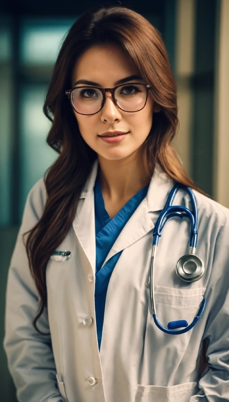 Glasses, Outerwear, White, Vision Care, Sleeve, White Coat