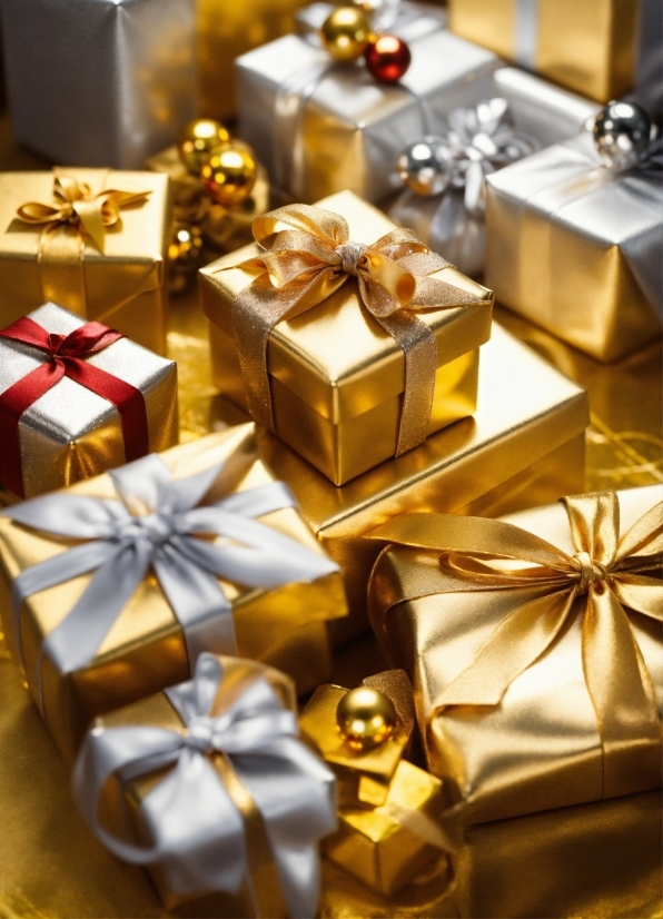 Gold, Yellow, Rectangle, Decoration, Event, Christmas Decoration