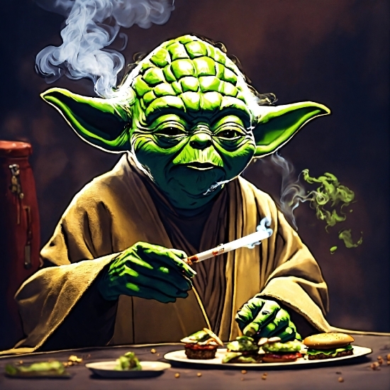 Green, Cartoon, Tableware, Yoda, Food Craving, Food