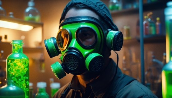 Green, Eyewear, Gas Mask, Audio Equipment, Personal Protective Equipment, Fun