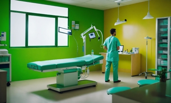 Green, Interior Design, Medical Equipment, Yellow, Health Care, Hospital