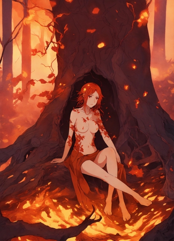 Hair, Orange, People In Nature, Flame, Heat, Fire
