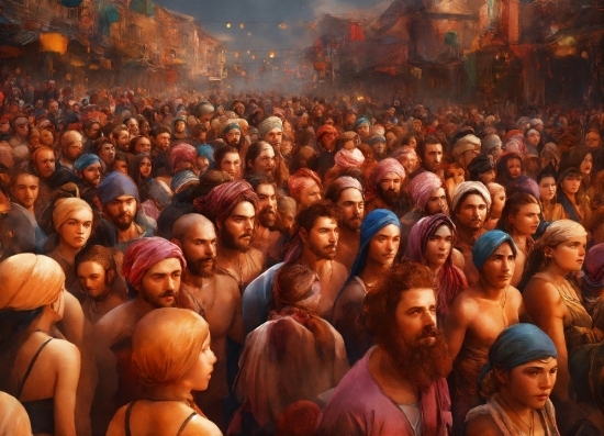 Human, World, Orange, Crowd, Hat, People