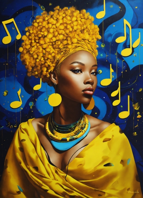 Jheri Curl, Yellow, Art, Poster, Afro, Painting